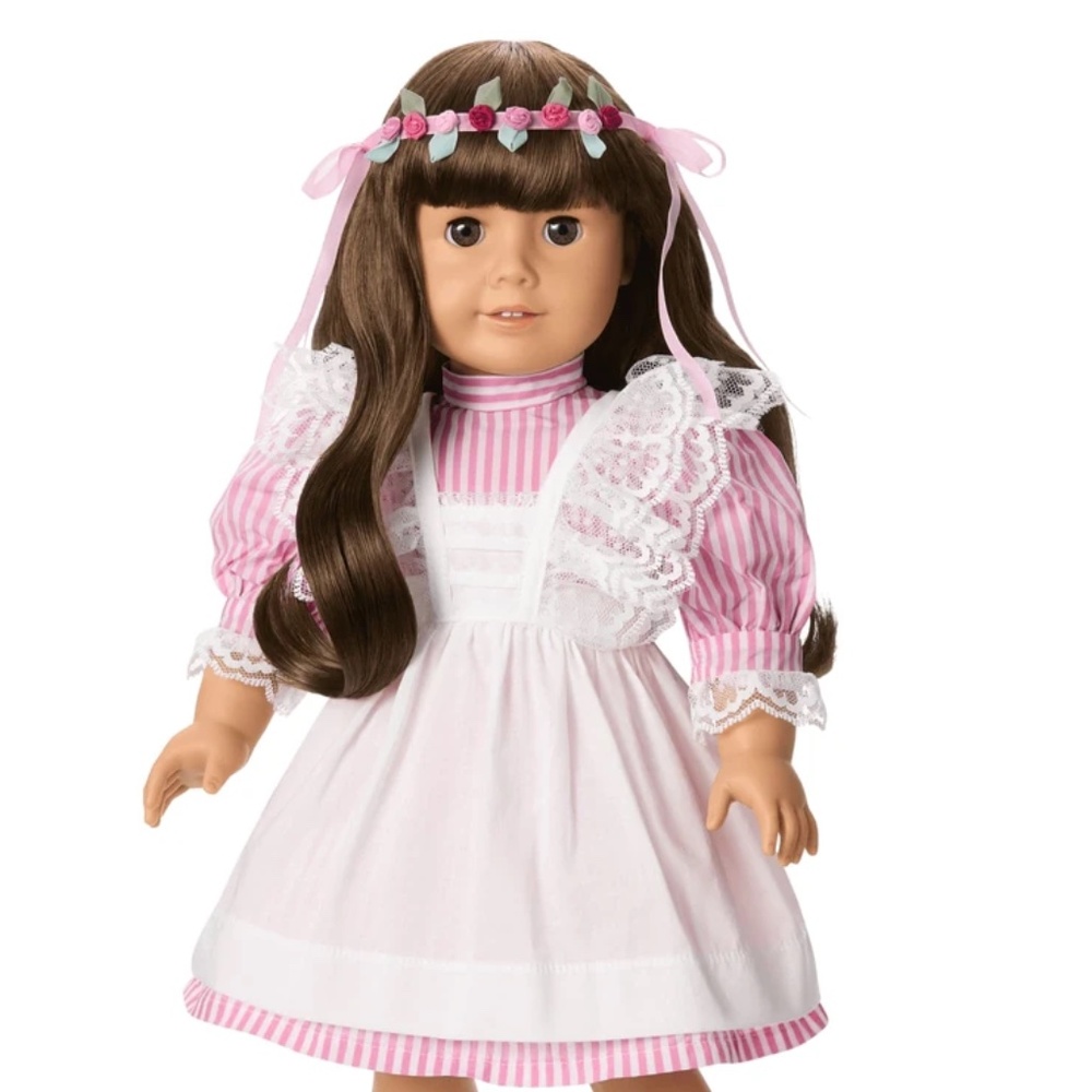 Samantha's Lacy Pinafore Dress & Rosebud Circlet (Pleasant Company 1989)